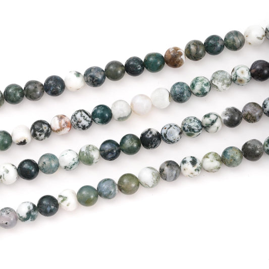 10mm 38pcs DIY Natural Tree Agate Stone Beads Round Healing Crystal Gemstone Loose Beads for Jewelry Making Handmade Bracelet Necklace