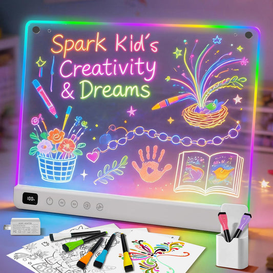 Lumiboard Led Drawing Board with 13 Light Effects, 16" Rechargeable Glow Doodle LED Note Board with Colors, Neon Light Up Drawing Tablet Gifts for Kids for Easter Birthday Christmas Gift Ideas