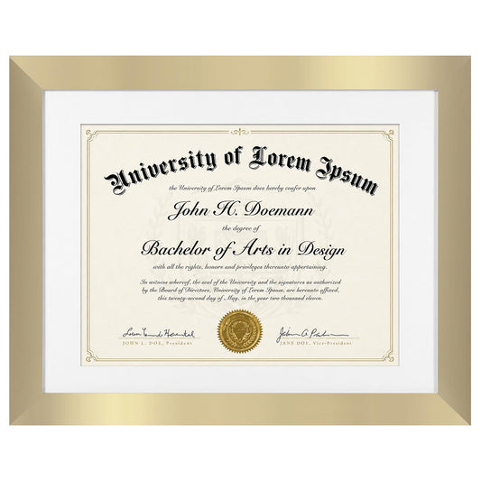 Americanflat 11x14 Diploma Frame with Shatter-Resistant Glass - Use as 8.5x11 Frame with Mat or Display 11x14 Documents Without Mat - Certificate Frames with Engineered Wood for Wall Display - Gold