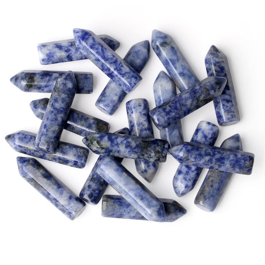 10PCS Blue Solidate Natural Healing Crystals Stones Sets Polished Tumbled Pocket Gemstones Bulk Hexagonal Points Reiki Energy Balancing Chakra Meditation Therapy Desk Decor Gift