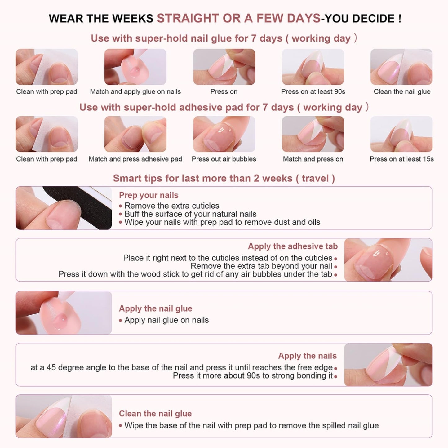 Halloween Press on Nails Extra Long Square Black French Stick on Nail 24pcs
