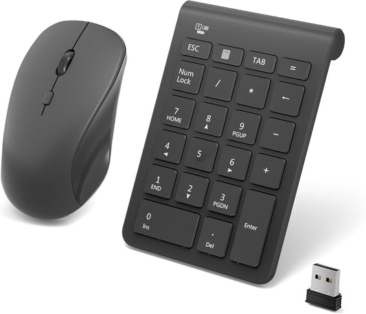 Arsandyn 22 Mouse-Black,2.4GHz 3 Accounting,Numpad Set Keys Wireless Number Pad and Numeric Keypad with Mouse