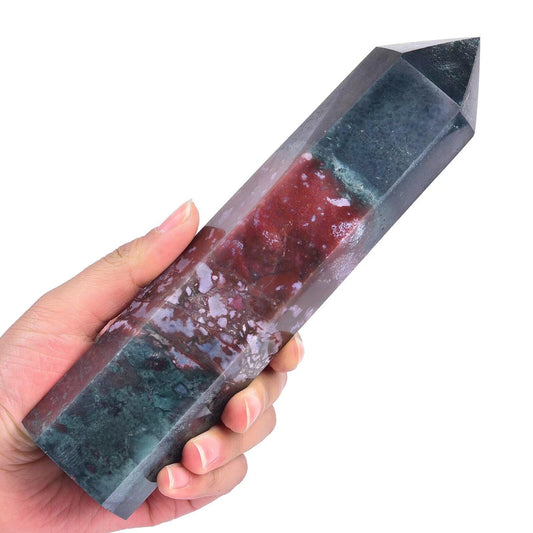 Ocean Jasper Stone Tower Obelisk Healing Crystal Wand Large Reiki Meditation Stone Gifts 1.7-2.2 LBS