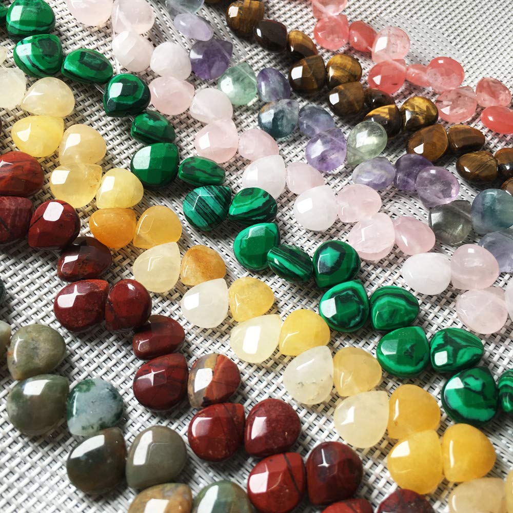 Natural Stone Beads Waterdrop Shape Faceted Fluorite Bead Stone Charms for Jewelry Making Necklace Bracelet 10X12X5mm 7.9 inch