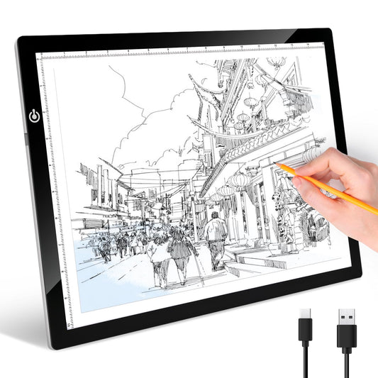 RTjoy A3 Slim LED Light Tracing Box Pad, Adjustable USB Powered Copy Board LED Tablet for Tattoo Transferring,DIY Drawing,Diamond Art,Sketching,Weeding Vinyl Craft