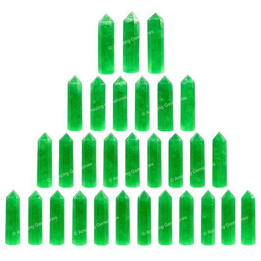 Amazing Gemstone Green Fluorite Crystal Points Bulk Healing Crystals - Pack of 3 Single Terminated Healing Wand Point Bulk Crystals for Crafts, Crystal Grid, DIY Work - - Beginners Gift
