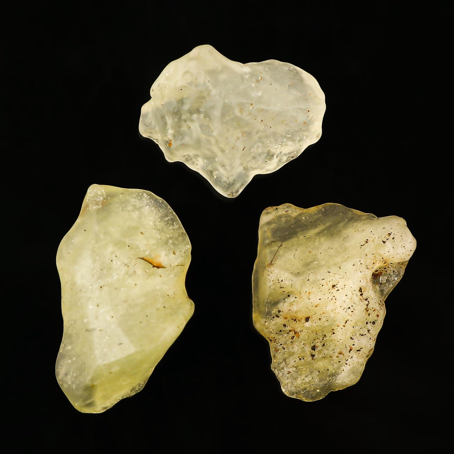 CRYSTALIS (10gm) (3pcs) Raw Milky Libyan Desert Glass/Natural Golden Tektite, Rare Loose Gemstone Wholesale Bulk Rough Jewelry Making Supply, Wire Wrapping, DIY, Gem Collectibles (18-24mm)