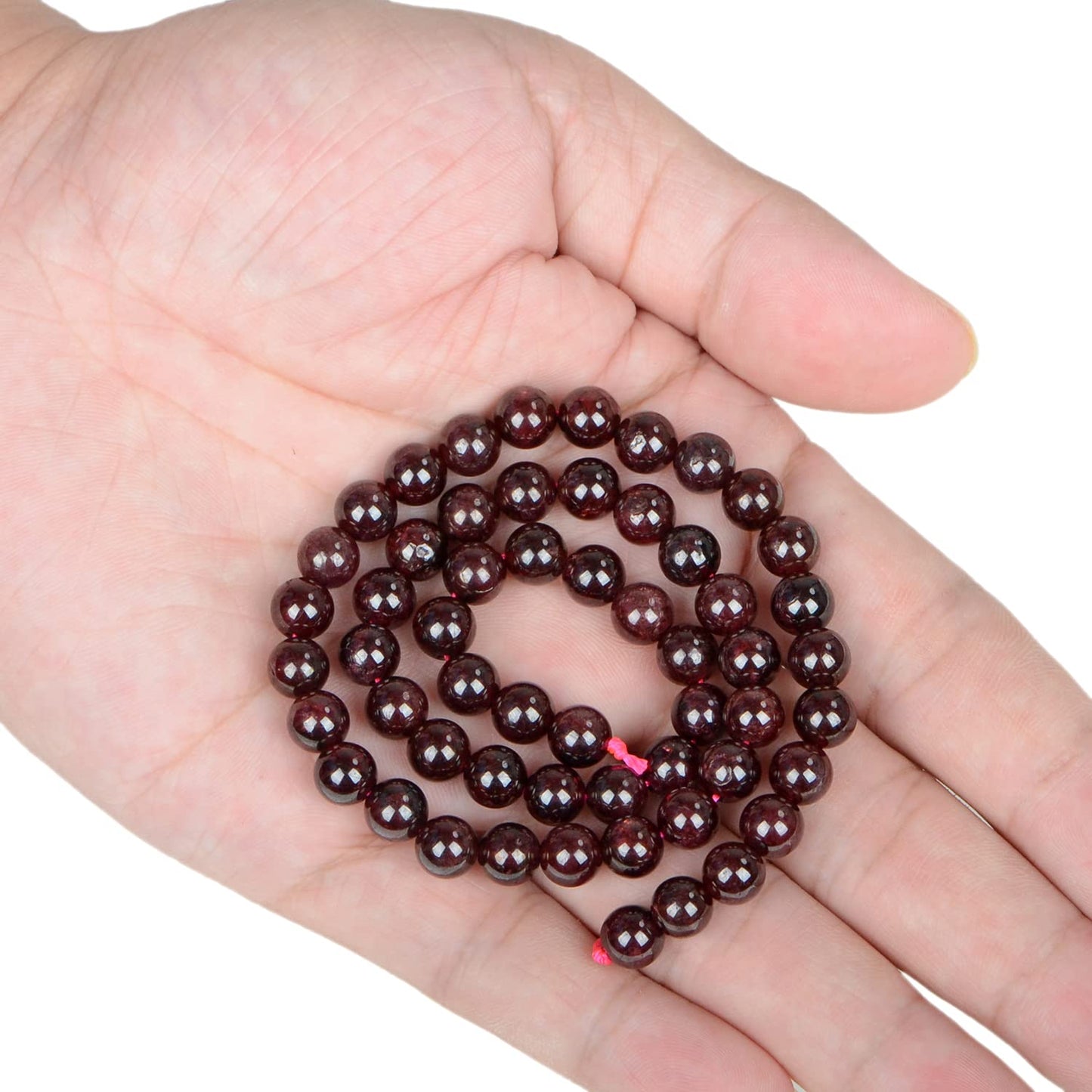 AD Beads Natural Gemstone Round Loose Beads 15" for Bracelet Necklace Earrings Jwelery Making Crafts DIY (6mm, Dark Red Garnet)