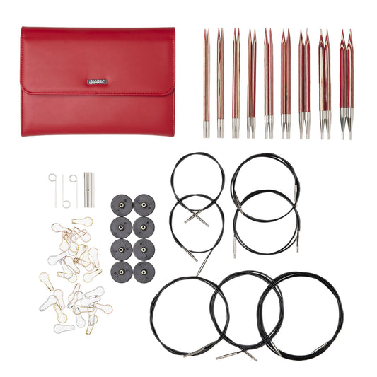 Knit Picks Options Wood Interchangeable Knitting Needle Set with Case and Stitch Markers (Peppermint Twist)