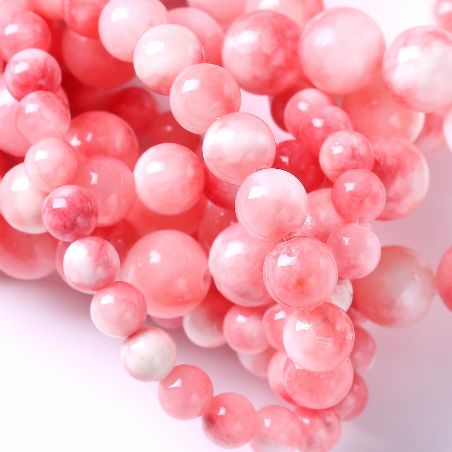 120PCS 6MM Pink Persian Jade Spacer Loose Beads for Jewelry Making DIY Bracelet Necklace 2 Strands
