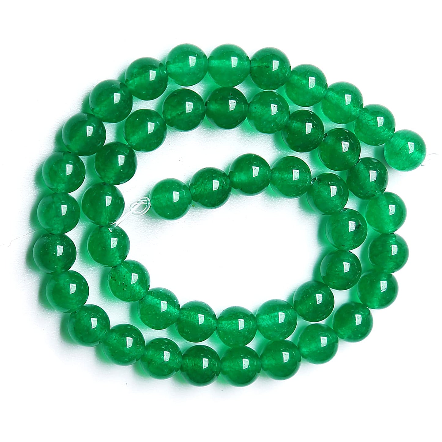 8MM 45PCS Natural Green Jade Stone Chalcedony Beads for Jewelry Making DIY Bracelet Crystal 1 Strand
