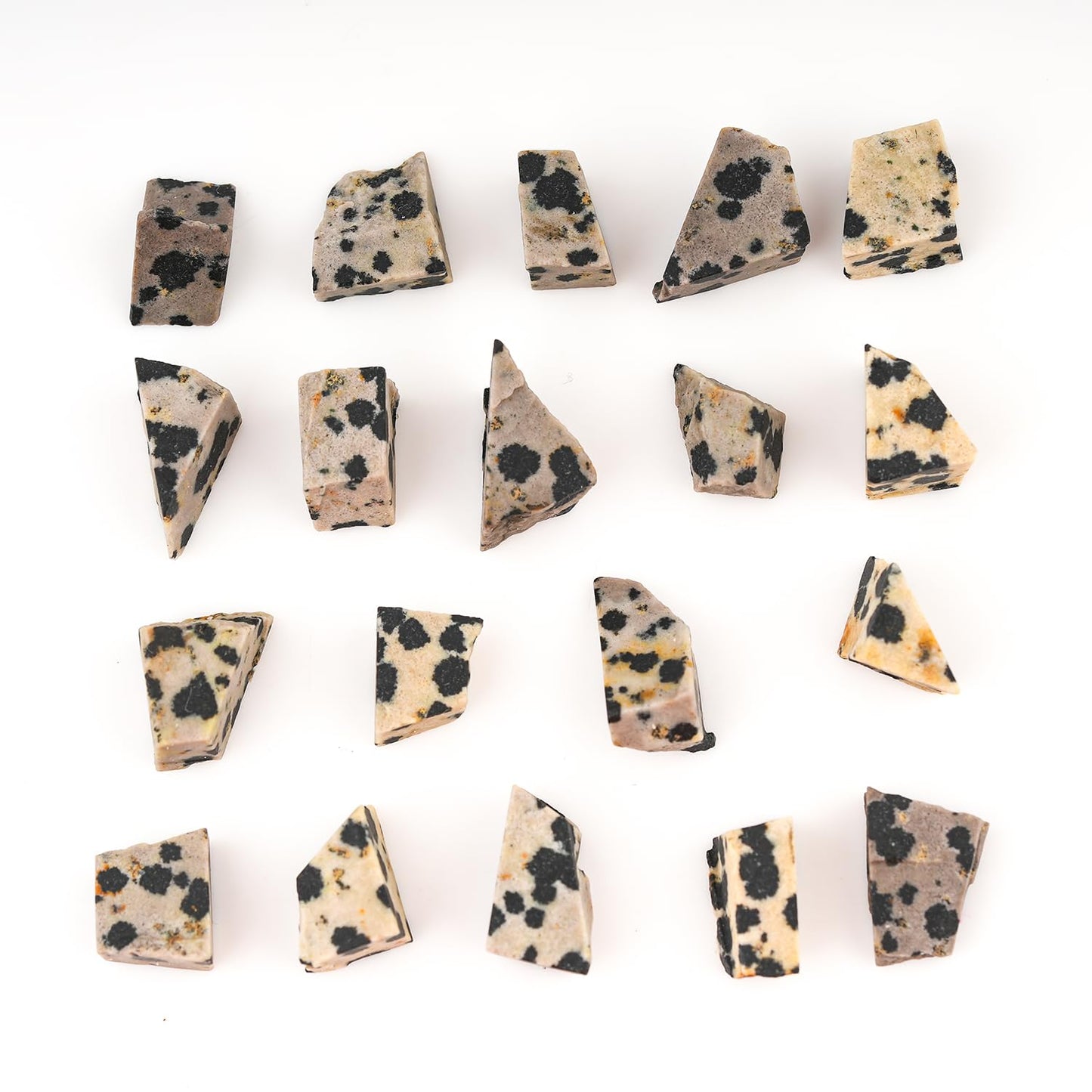 ColouredRocks 100 carats Dalmatian Jasper Crystals, Raw Stones, Rough Gemstones, Jewelry Making Supply, Cabbing, Polishing, Cutting, DIY, Crafts (18pcs) (8-12mm)