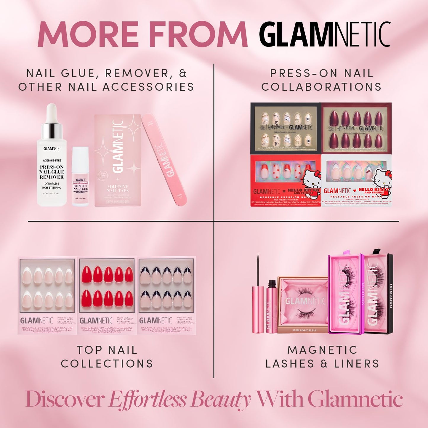 Glamnetic Press On Nails - Pearl Me Softly Spring Nails | Short Almond Fake Nails in a Soft Pastel Pink Hue with Girly 3D Pearls and a Velvet Finish | 15 Sizes - 30 Nail Kit with Glue