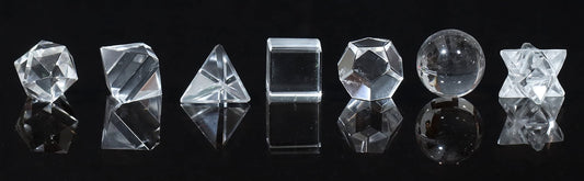 Crocon Clear Quartz 7 Pcs Platonic Solid Sacred Stones Geometry Set for Reiki Healing Chakra Stone Balancing Crystal Cleansing Spiritual Money Good Luck Decor Size: 15-20 mm