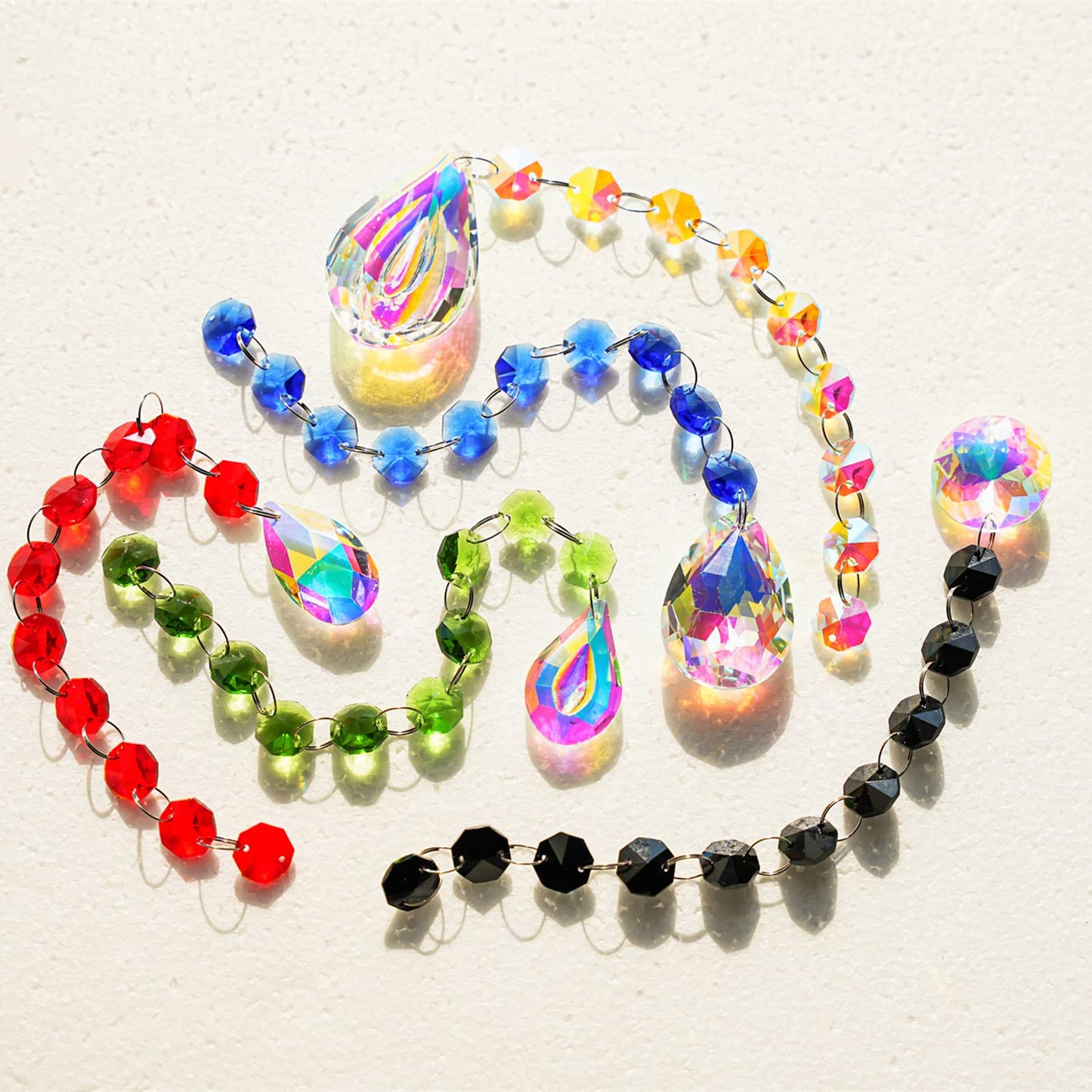 14mm 100pcs Crystal Suncatcher Octagon Beads Prisms, Ideal for Jewelry Making, Chandelier Crystals DIY Parts, Chandelier Replacements,Arts Crafts(Red)