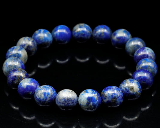 ElisaJewelryArt Lapis Lazuli Beaded Stretch Bracelet for Men & Women | Handmade Natural Stone Jewelry with 8mm Lapis Lazuli Beads | Sagittarius Zodiac Chakra Elastic Bracelet | Wisdom Truth Gift
