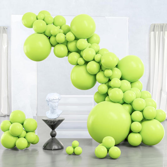 PartyWoo Lime Green Balloons - 127-Piece Neon Latex Balloon Arch Kit for Graduation & Birthday Decor
