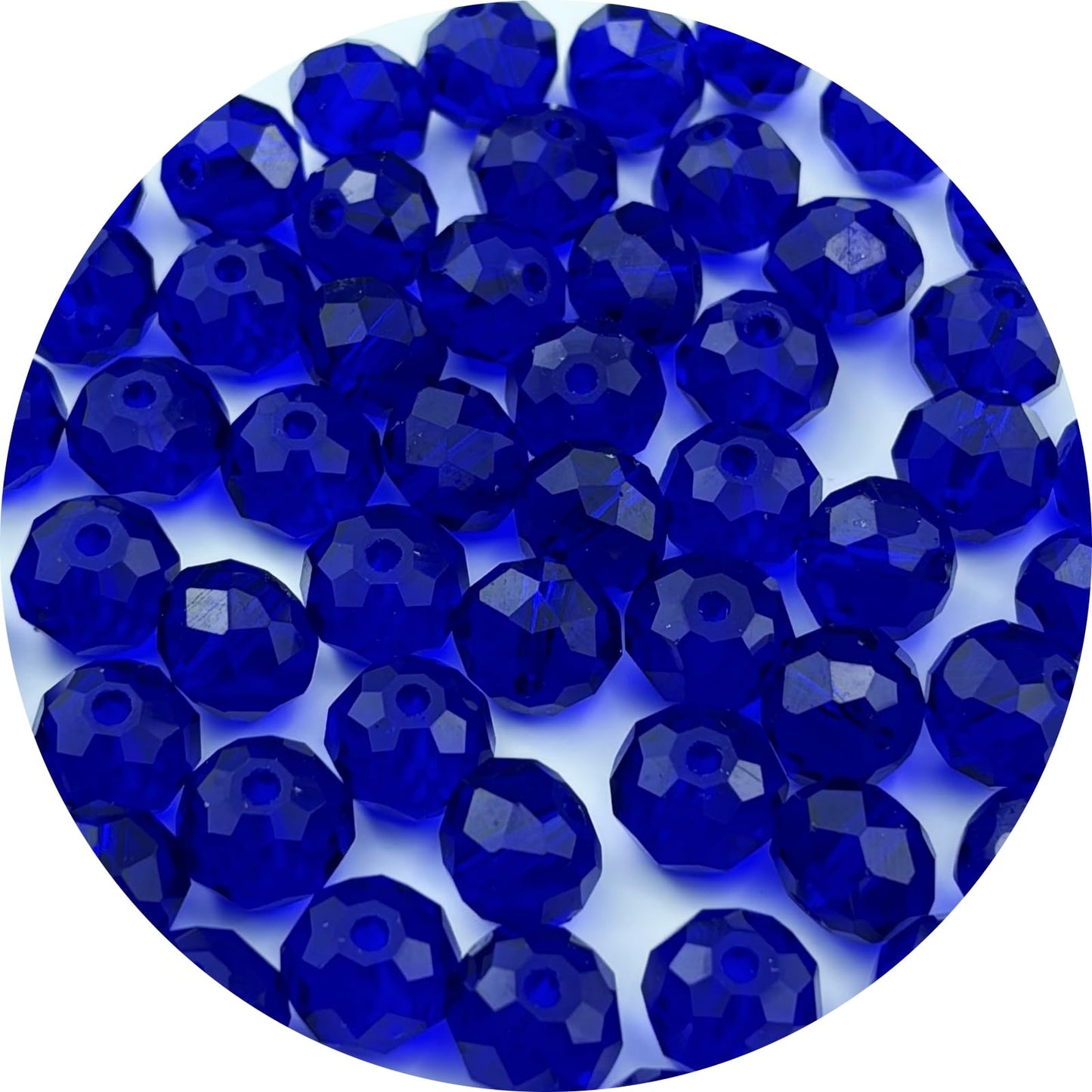 YUEXIGO 60pcs 10mm Crystal Glass Beads for Jewelry Making, Faceted Rondelle Glass Spacer Beads for Wind Chimes Bracelet Earring Necklace DIY Craft(Dark Blue)