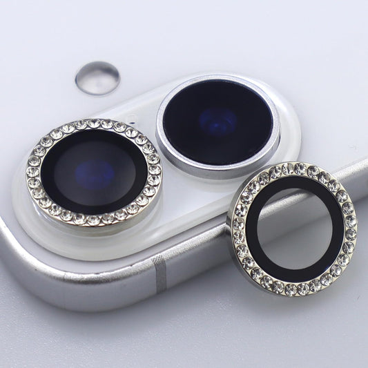 BONVAN 17 for iPhone Camera Lens Protector Bling Glitter Diamond Metal Crystal Tempered Glass Screen Accessories