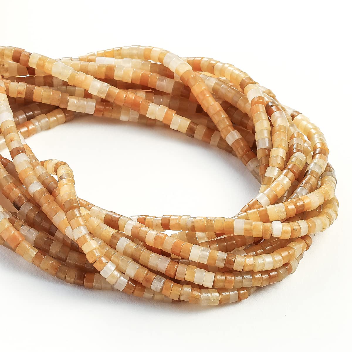 Natural Yellow Jade Stone Spacer Beads 4x2mm 38cm/str Flat Round Loose Semi Gemstone Caps for Making Bracelets Necklace
