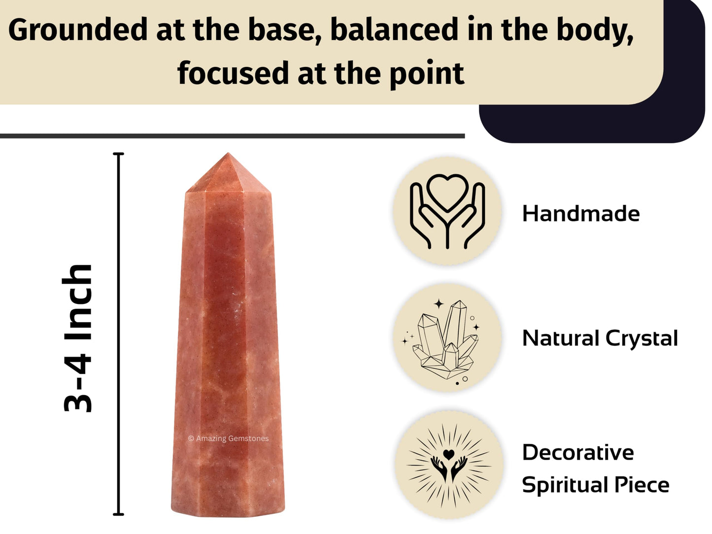 Amazing Gemstone Strawberry Quartz Crystal Towers - Natural Healing Crystal Point Obelisk for Reiki Healing and Crystal Grid (3" to 4" INCH)