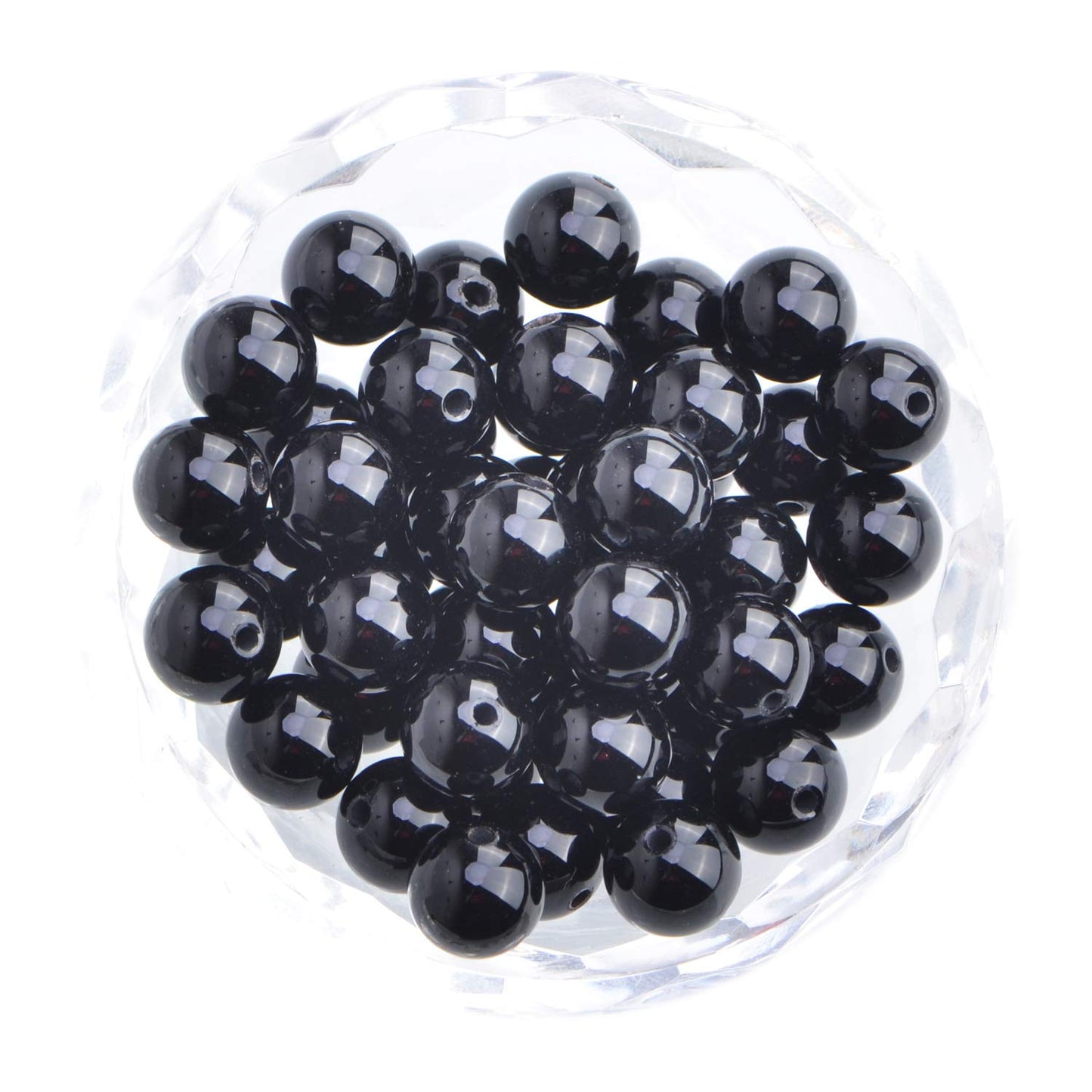 80Pcs Natural Crystal Beads Stone Gemstone Round Loose Energy Healing Beads with Free Crystal Stretch Cord for Jewelry Making (Black Onyx, 10mm)