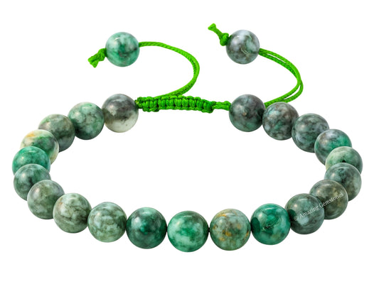 Amazing Gemstone Emerald Bracelet for Women Men's Gifts - Protection Healing Crystal Bracelet - 8mm Gemstone Beaded Adjustable Bracelet Pulseras Para Hombres Mujer Stocking Stuffers