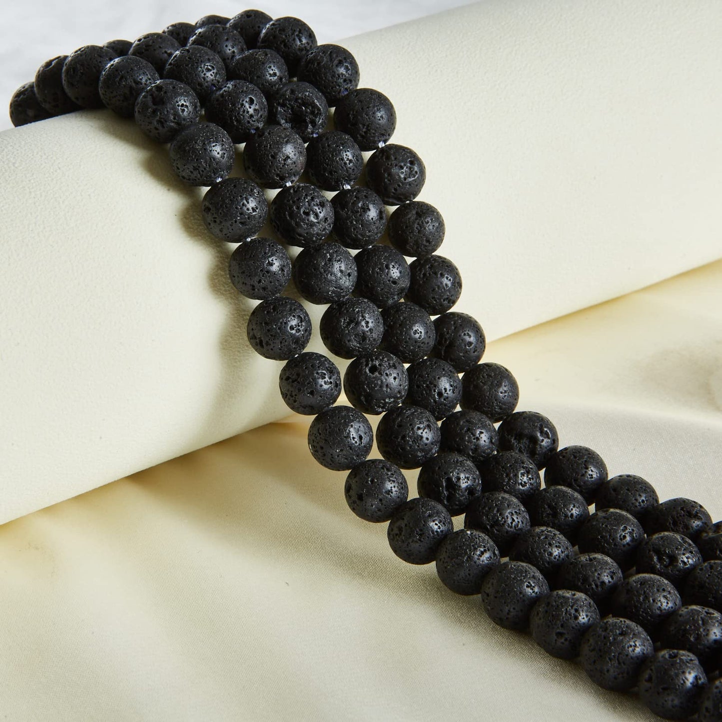 100pcs 10mm Black Lava Beads Natural Gemstone Beads Round Loose Beads for Jewelry Making