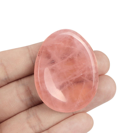 Artistone Rose Quartz Crystal Thumb Stone Worry Stones Hand Carved Palm Stones Crystal Chakra Worry Stone for Anxiety, Meditation Reiki, Water Drop Shaped