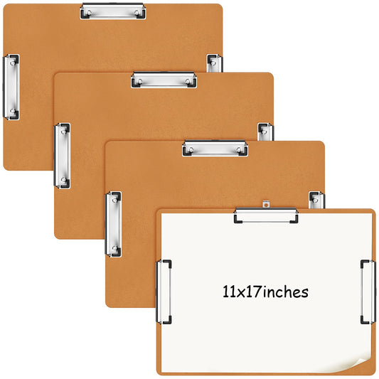 Tenceur 4 Pcs 11x17 Clipboard Three Clip Tough Extra Large Clipboard Horizontal Clipboard 11x17 Drawing Clipboard for Office Home Teachers Supplies