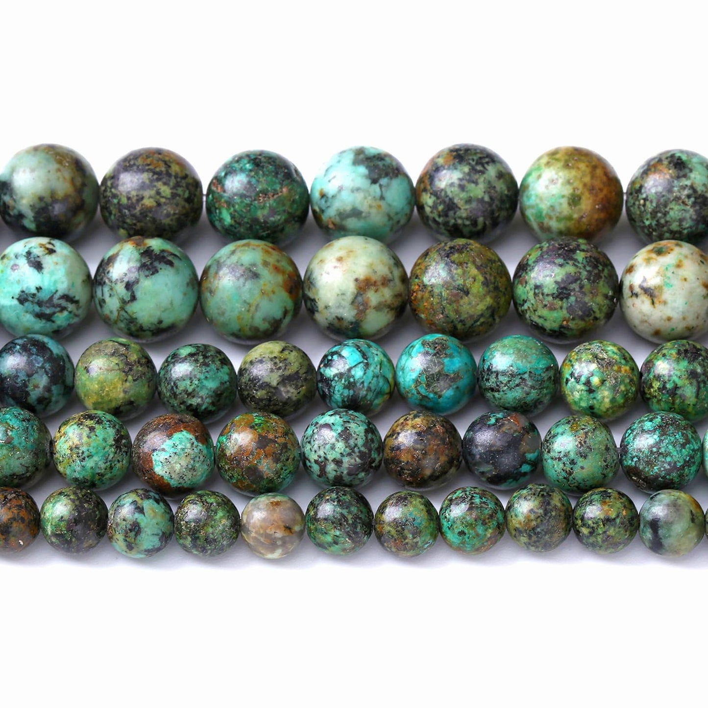 10MM 36PCS Natural Stone Green African Turquoise Spacer Loose Beads for Jewelry Making DIY Bracelet Necklace