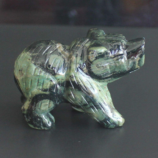 2'' Hand Carved Mixed gemstome Crystal Bear Figurine Animal Carving (kambaba Jasper)