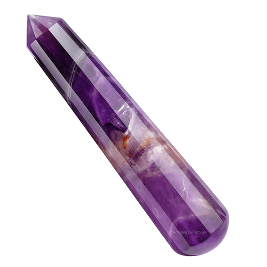 Amethyst Chevron Crystal Wand Massage Stick - Pelvic Wand Gua Sha for Adults - Crystals and Healing Stones Massage Wands for Adults Gifts (Pointed)