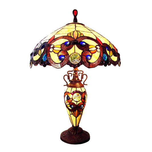 Chloe Lighting 3 Light Victorian Table Lamp Multicolor Glass 18in Wide Model CH18648AV18-DT3