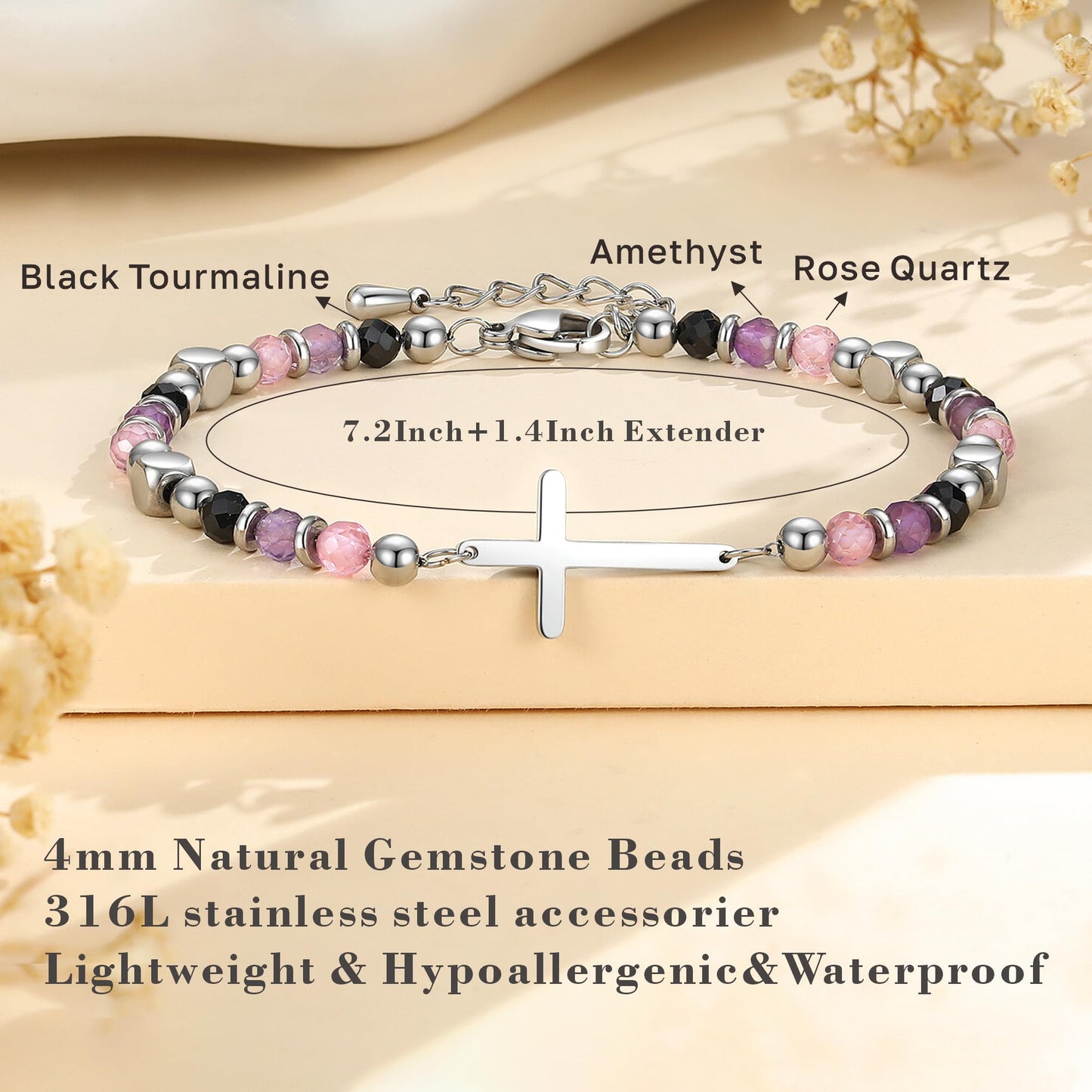 30th Birthday Gifts for Women, 30th Birthday Decorations for Her, Dainty Christian Cross Bracelet – Adjustable Anxiety Relief Friendship Jewelry for Friend, Sister, Wife