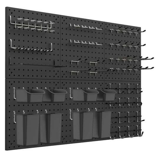 Daanxw Peg Board Kit, Includes Pegboard and Accessories,with Hooks and Bins,Peg Board Wall Organizer for Office,Ornaments Display,Crafts Organization (129, Black)
