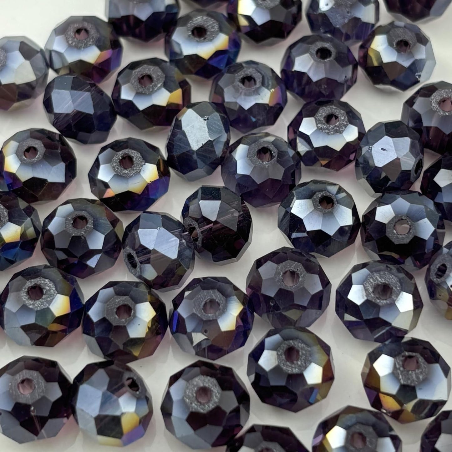 YHYPOCI 100pcs 8mm Crystal Glass Beads for Crafts Faceted Rondelle Glass Beads for Jewelry Making Crystal Spacer Beads for Necklaces Bracelets Earrings DIY Craft(Violet AB)