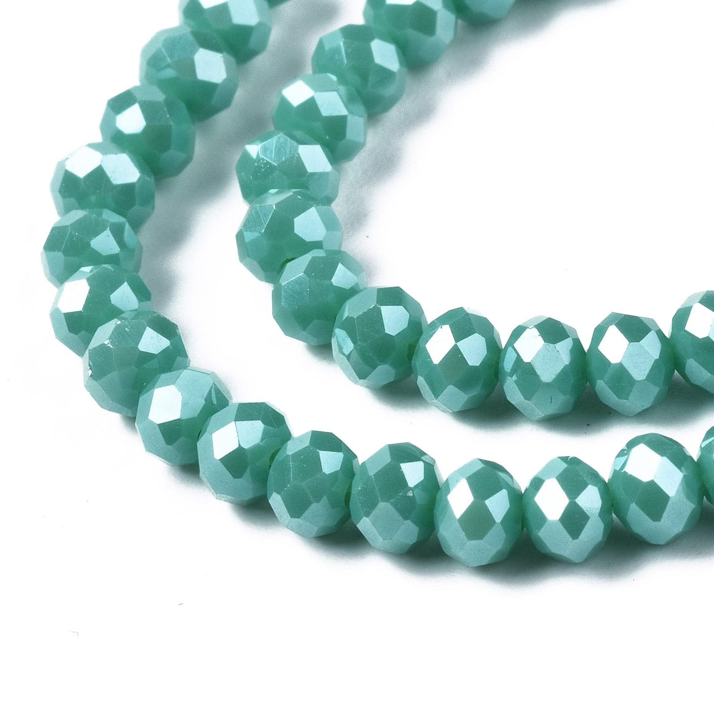 10 Strands Briolette Faceted Rondelle Glass Beads 4x3mm AB Color Opaque Glass Pearl Luster Tiny Spacer Beads 1230pcs for Bracelets Jewelry Making