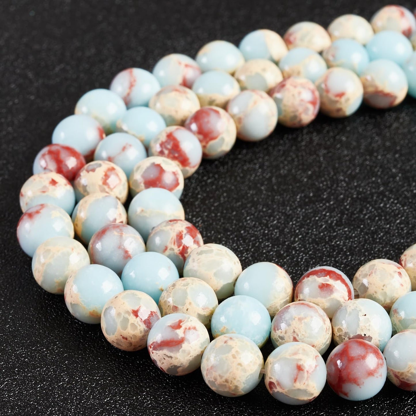 100pcs 10mm Snakeskin Imperial Beads Natural Gemstone Beads Round Loose Beads for Jewelry Making