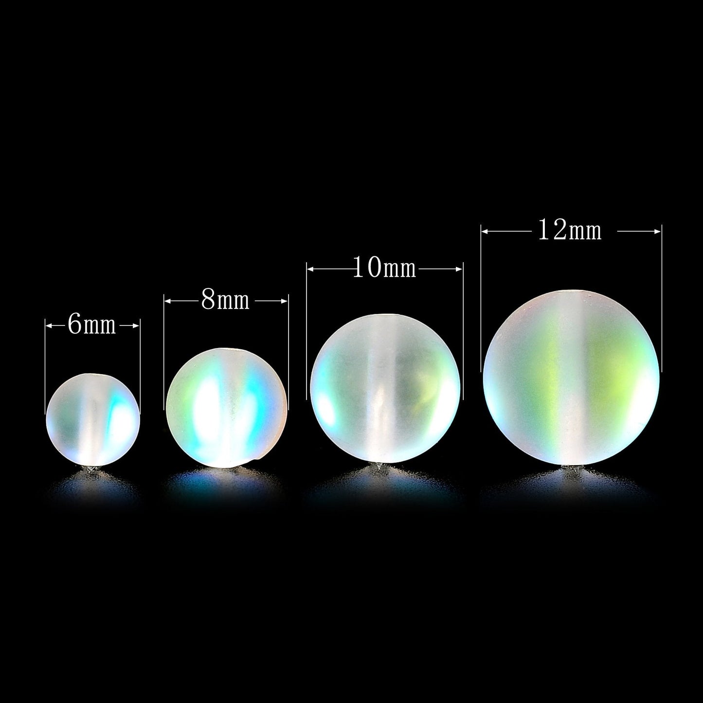 RUBYCA 8mm Round Moonstone Matte Crystal Glass Beads Aura for Jewelry Making White, 1 Strand