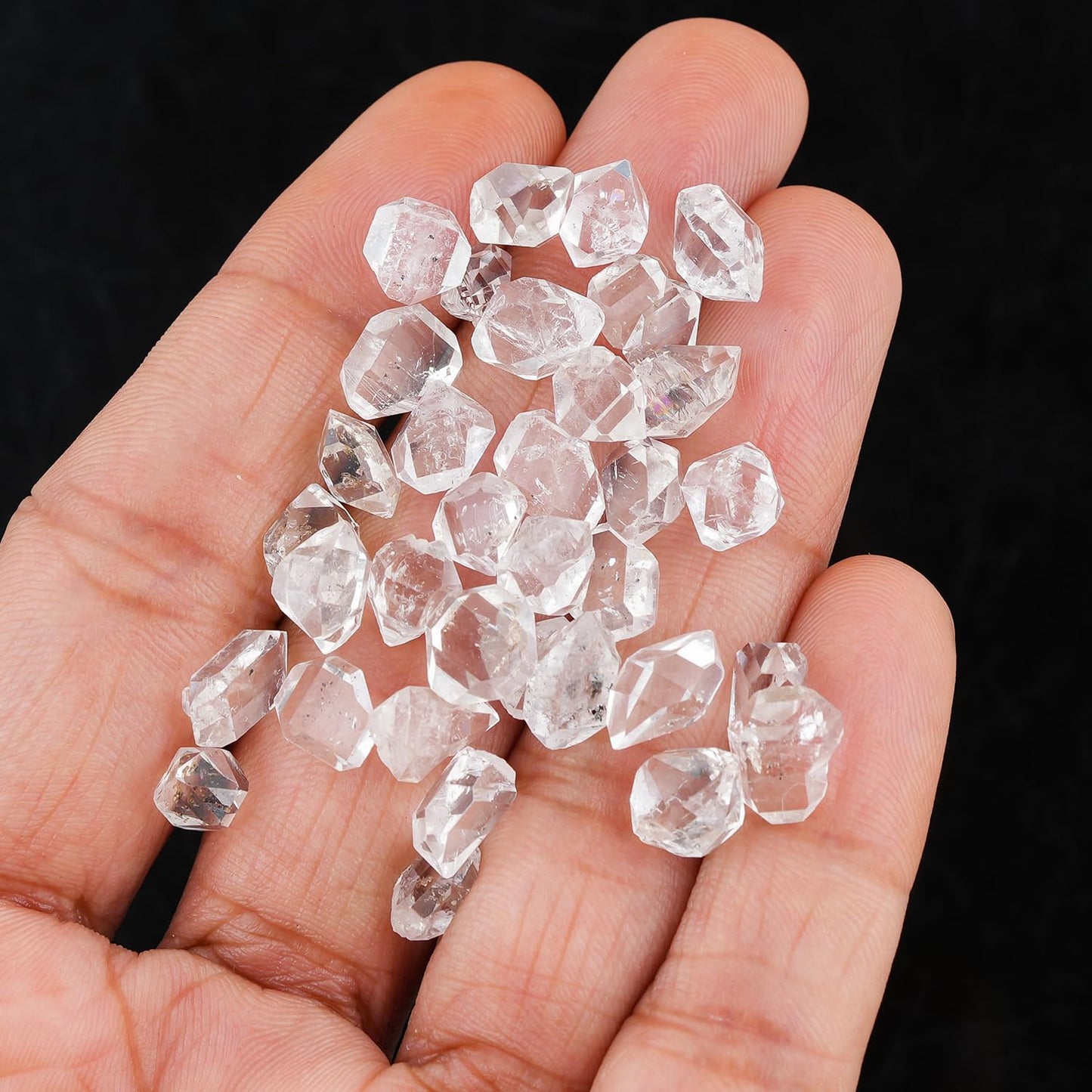 ColouredRocks (50 carats. A++ HERKIMER DIAMOND Crystals, Raw Stones, Rough Gemstones, Jewelry Making Supply, Cabbing, Polishing, Cutting, DIY, Crafts (30-32 pcs.) (5-7 mm.)