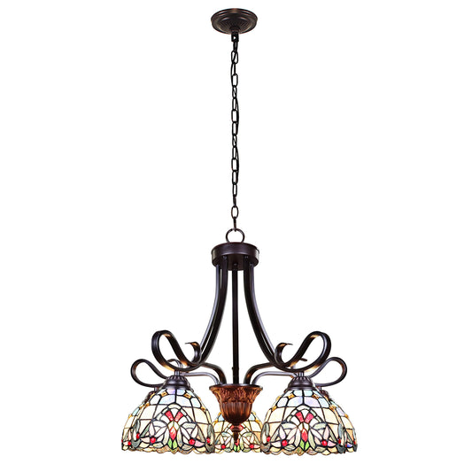 Chloe Lighting 5 Light Chandelier Victorian Tiffany-Style Dark Bronze 25in Wide Multicolor Model CH3T381VB25-DD5