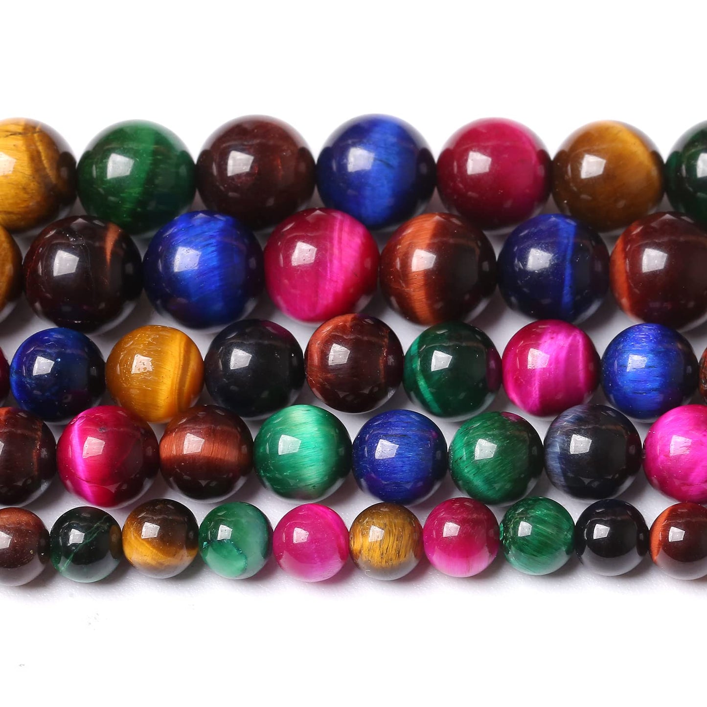 10mm 36PCS Colorful Tiger Eye Natural Stone Beads Crystal Spacer Loose Beads for Jewelry Making DIY Bracelet 1 Strand 15 inches