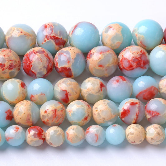 180pcs 4MM Natural Stone Sky Blue Jasper Round Beads Loose Beads for Jewelry Making DIY Bracelet 2 Strands 32"