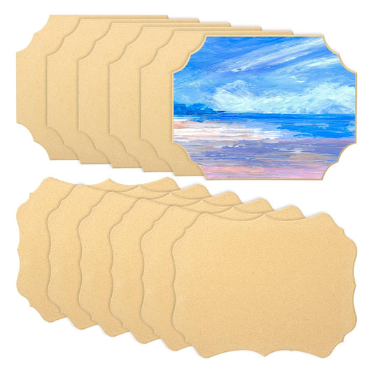 Geytetqi 12 Pack Unfinished MDF Wooden Plaques, 11" x 14" Beveled MDF Wood Signs for DIY Crafts, Burning, Painting & Engraving(Two Shapes)