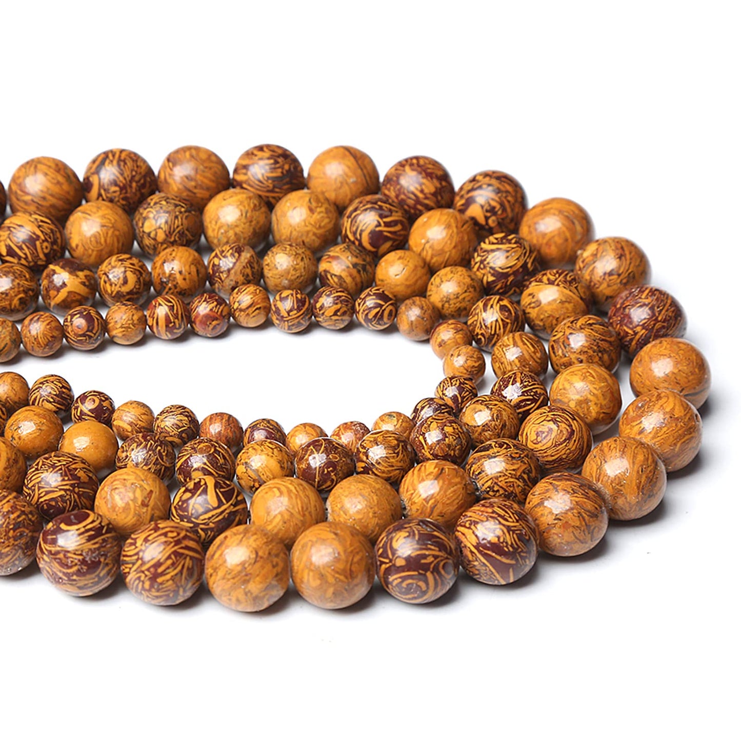 12MM 32PCS Natural Stone Yellow Sunflower Jasper Loose Beads for Jewelry Making DIY Bracelet