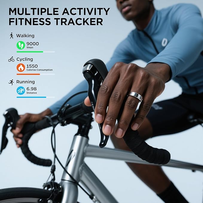 Ultra-thin Smart Ring for Women Men, Activity Fitness Tracker, Waterproof Fitness Ring with Sleep Tracker, 24/7 Heart Rate Monitor,Step Counter,Calorie Pedometer,No APP Fee,for iOS Android(RoseGold#7)