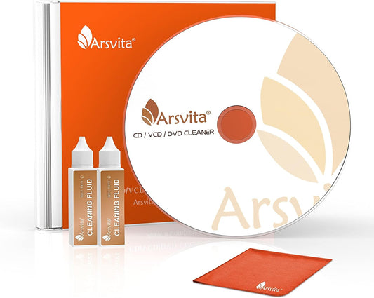 arsvita Set ARCD-03 Laser Lens Cleaner Disc Cleaning for CD/VCD/DVD Player, Safe and Effective