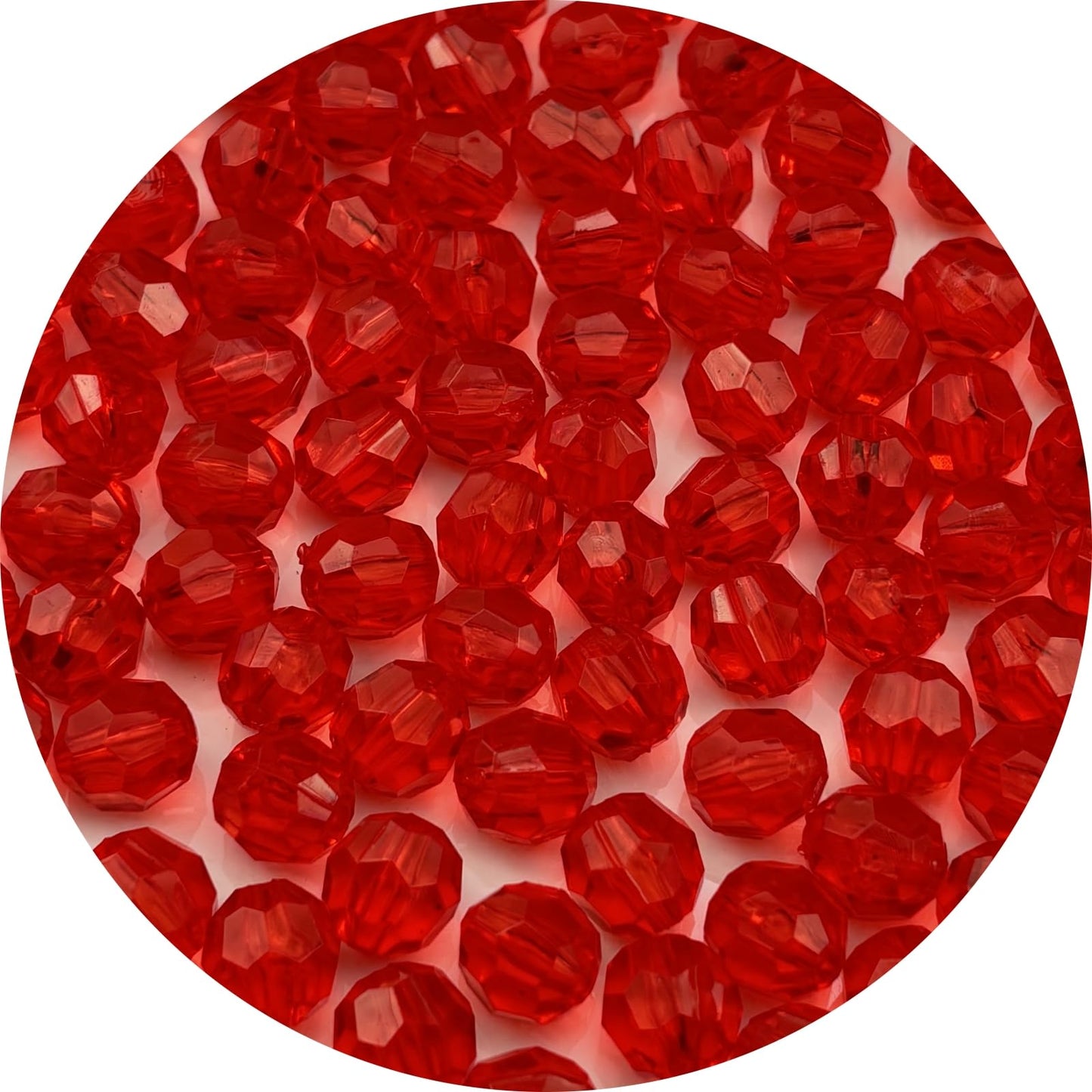 YUEXIGO 400pcs 8mm Acrylic Round Faceted Beads for Crafts Faceted Spacer Beads for Sewing Crafts Decoration Necklaces Bracelets Earrings Jewelry Making(Red)