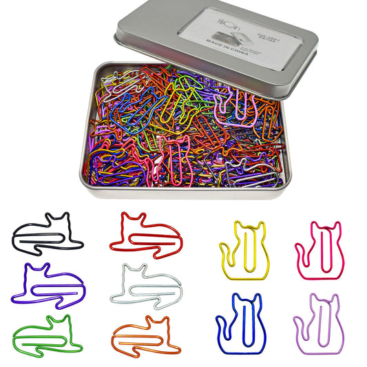 100 pcs Cat Paper Clips Cute Decorative Paperclips, Cat Lover Gifts for Women, Fun Office Supplies for Cat Lovers
